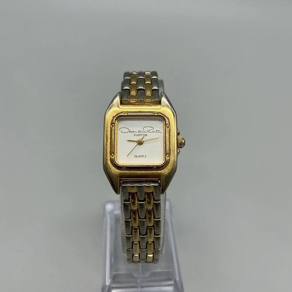 Vintage Oscar de la Renta Parfums Womens Watch 22mm Two Tone New Battery 7.5